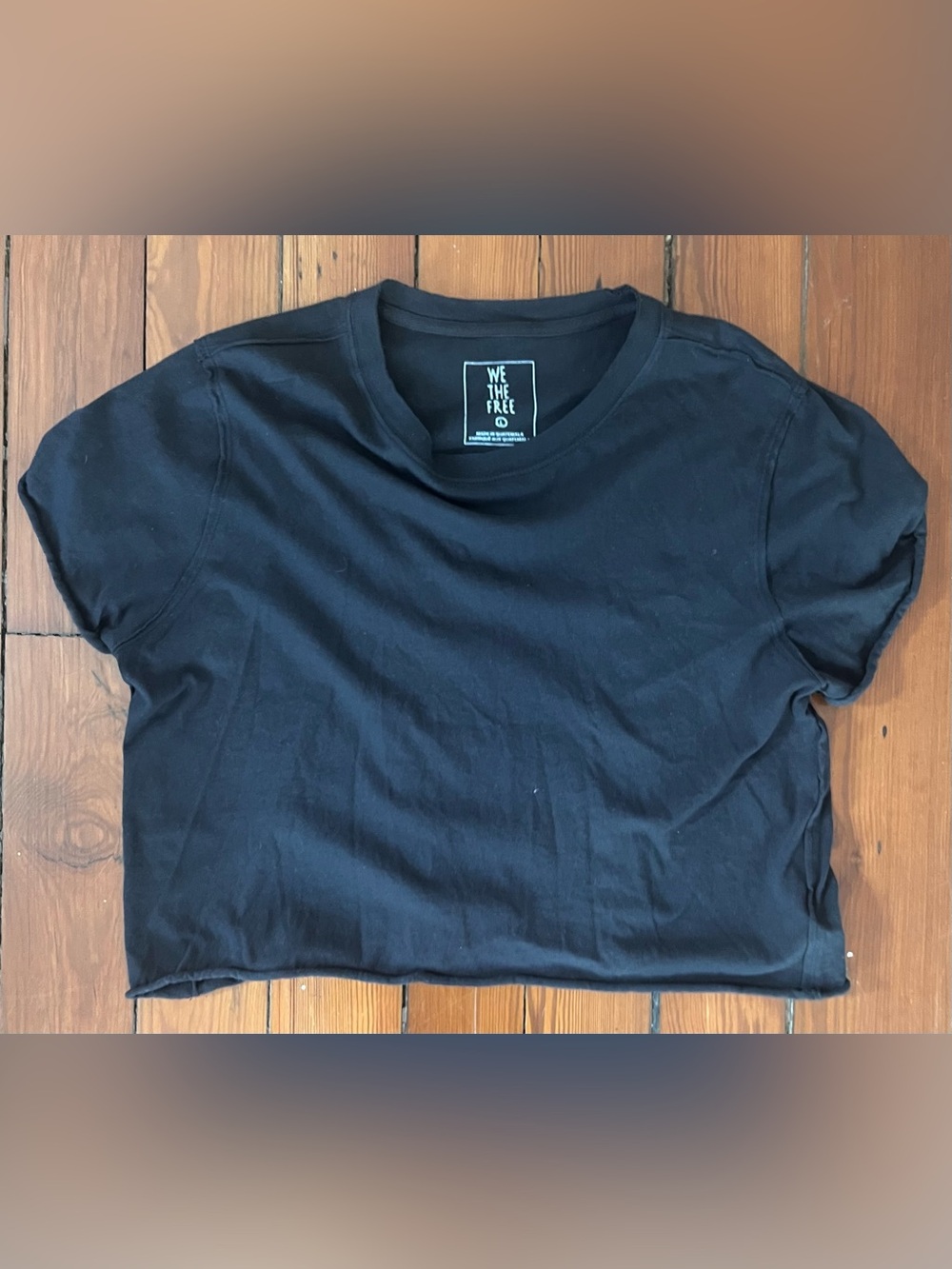 Free People We The Free Black Cotton Cropped Tee Size L